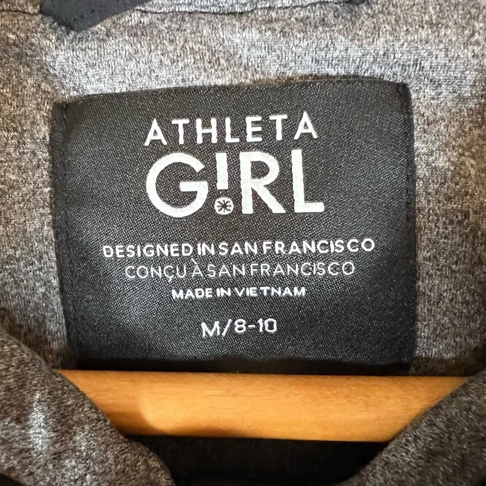 Athleta Coat Girl's Jump To It Lightweight Puffer Jacket Black Hooded M (8-10) - Picture 4 of 8